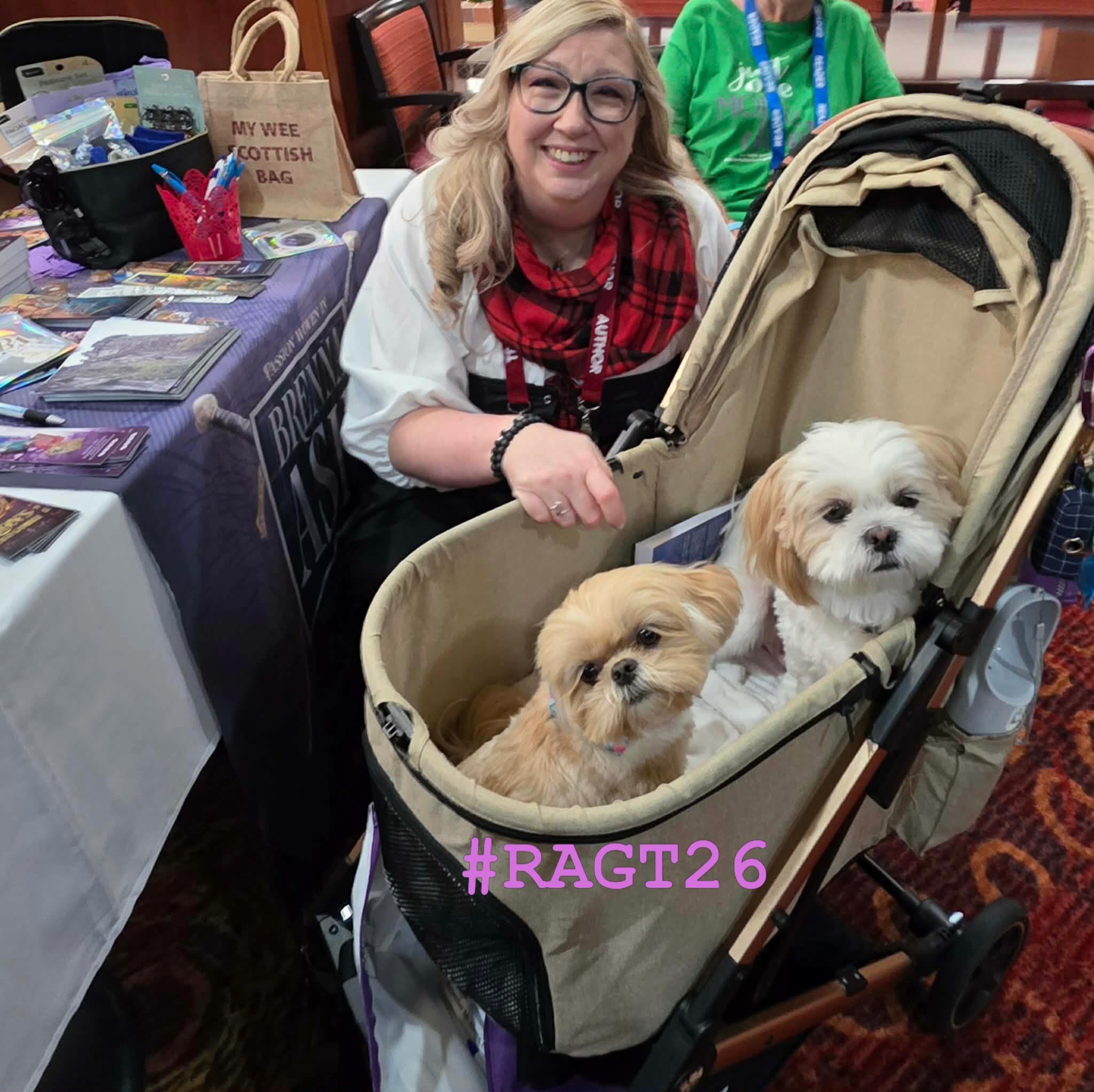 My biggest four-legged fans, Leopold and Maisie! Aren’t they adorable? Thanks Michelle Beeler for bringing them by! #RAGT26 #booksigning