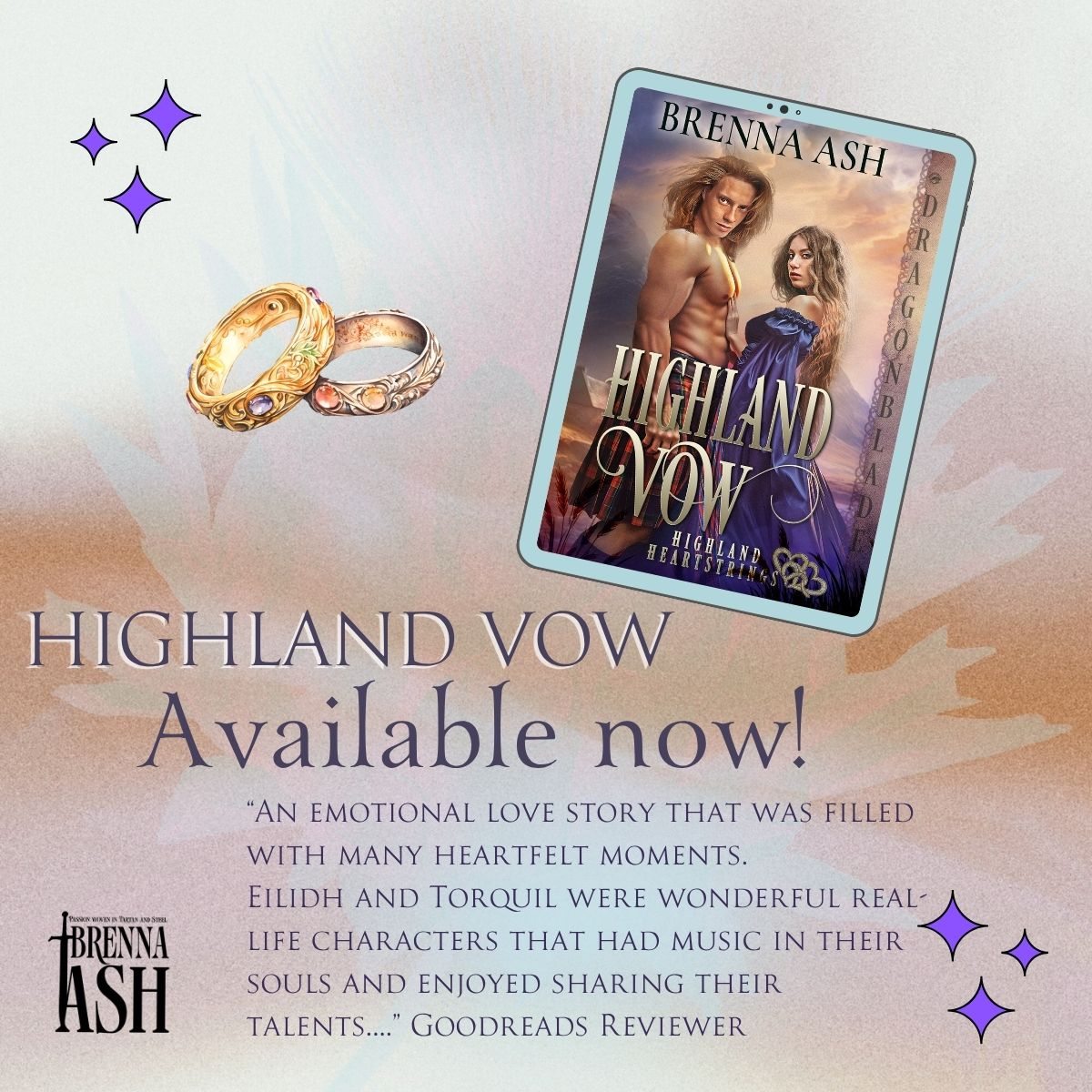 It's release day for HIGHLAND VOW! I'm so excited for you to read Eilidh and Torquil's story. They're my sensitive souls. Both of them musicians and songwriters, they bonded over a shared love of music and creativity, even though everyone around them tried to keep them apart. 

She is the woman they whisper about.
He is the man she was never meant to love.

Eilidh Hart has spent years enduring a reputation she does not deserve. No matter how fiercely she plays her fiddle—or how honestly she lives—cruel rumors follow her from village to village. Music is her refuge. Her rebellion. The one place where she is truly free.

Torquil MacGregor wants no part of clan rivalries or whispered judgments. A gifted lute player with a gentle soul, he believes music speaks truths no blade ever could. When he hears Eilidh play, he’s drawn to her instantly. He doesn’t see the scandal others see, but the woman beneath the lies they all ty to ignore.

Their connection is immediate. Undeniable. Forbidden.

With both families warning them apart and old tensions threatening to resurface, Eilidh and Torquil must decide whether a love born in song is worth the cost of defying clan, custom, and expectation.

Because some vows are forged in duty. And some are written by the heart.

Tropes you'll enjoy:
Forbidden Romance
Soul Connection
Gentle
Artistic Hero
Mutual Creative Bond
Found Freedom

#newrelease #medievalromance #highlandromance #scottishromance #histrom #highlandheartstringsseries #kindleunlimited