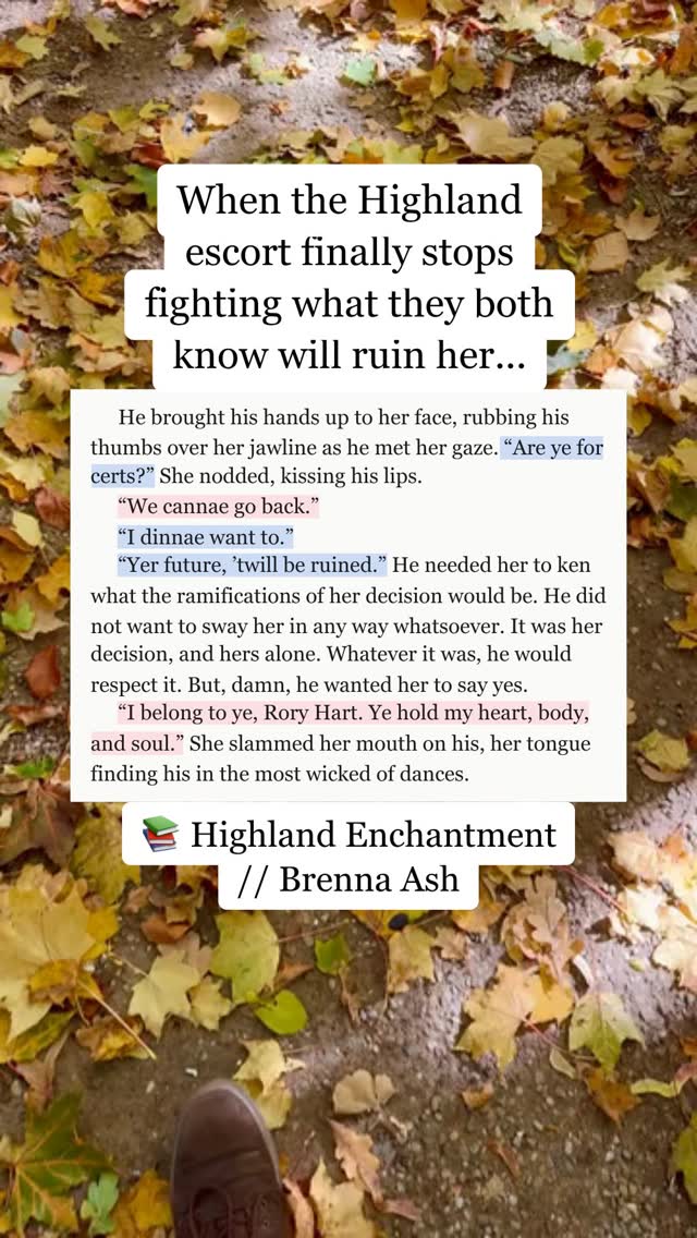 UGH. The way she's all in 😫
'I belong to ye, Rory Hart.' I'm obsessed.
#bookstagram #bookrecommendations #romancebooks #highlandromance #forbiddenlove #grovelingtrope #hefallsfirst #fyp #viralbooks #booktok #highlandenchantment