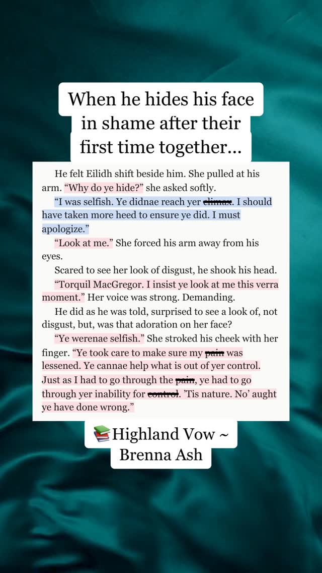 HIM feeling shame after their first time 🥺 My sweet man.
#romancebooks #historicalromance #highlanderromance #bookstagram #bookrecommendations #sweethero #forbiddenlove #bookish #booklover